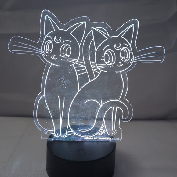 Sailor Moon Cat Etched LED Lamp Light Naoka Takeuchi Toei Just Funky Luna - Picture 1 of 16